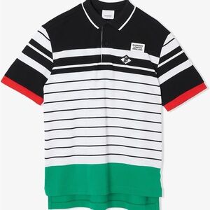 Burberry Polo with Black, White, Red, and Green Stripes